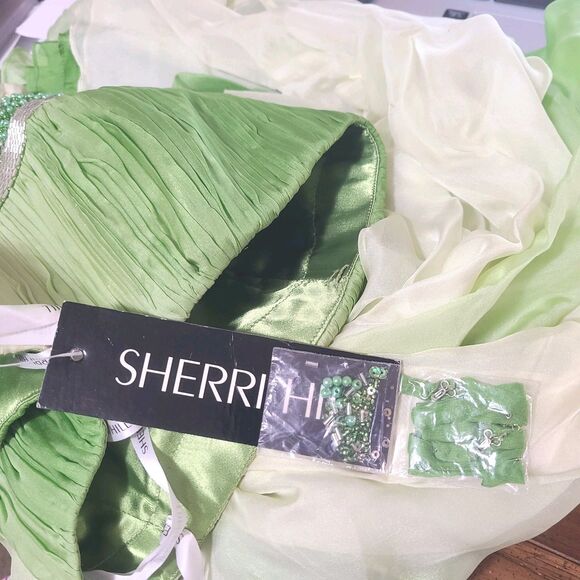 Sherri Hill Dress Womens 6 Green Silk Organza Sequin Strapless Gala Pageant Prom - Picture 5 of 7